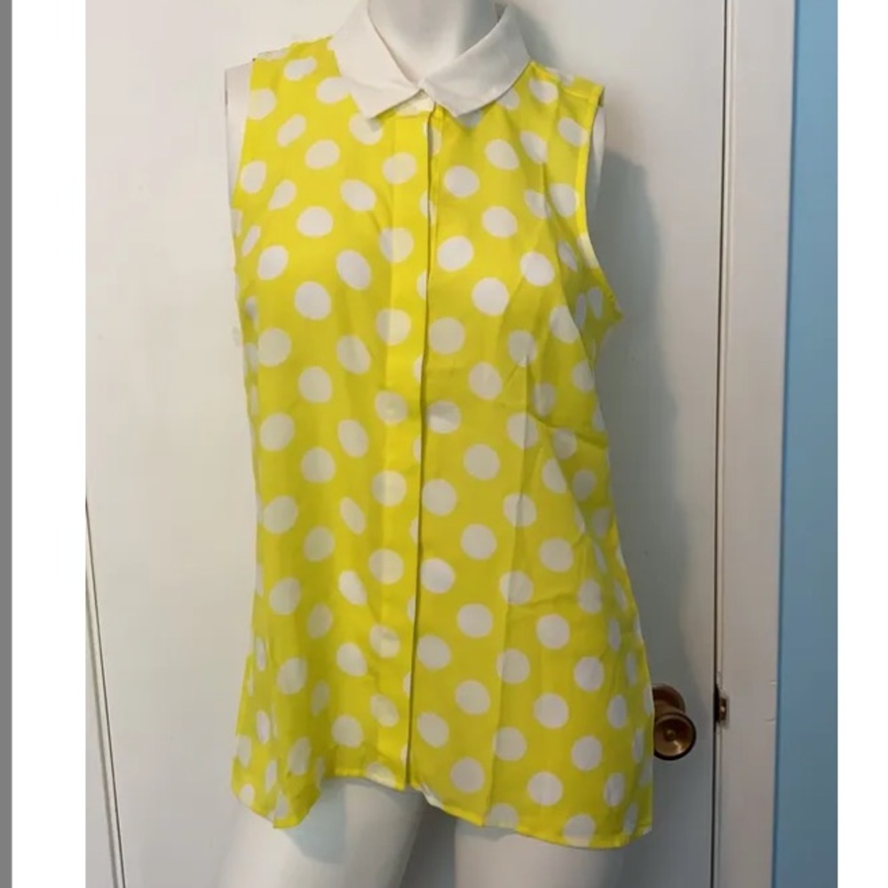 Yellow & White Polka Dot Blouse
